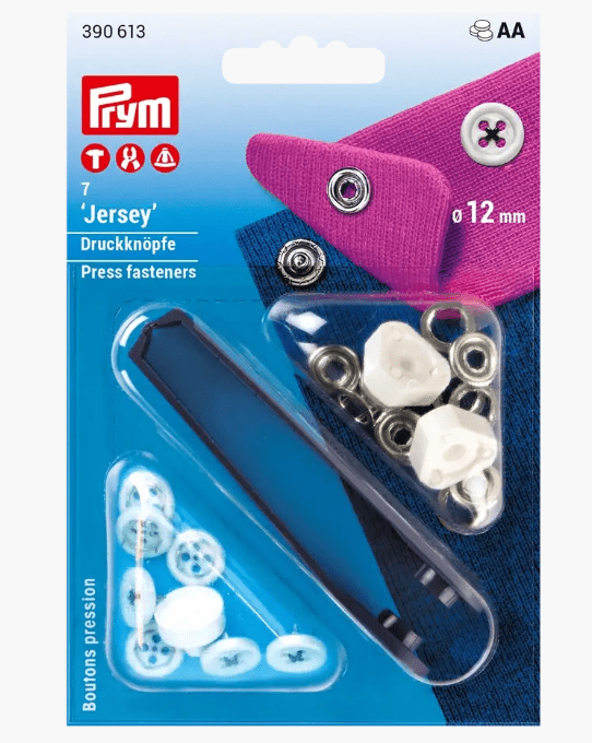 Non - sew press fasteners 'Jersey', sew - on look, 12mm, black - Galedi Pins