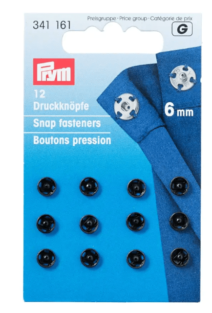 Snap fasteners, 6mm, black - Galedi Pins