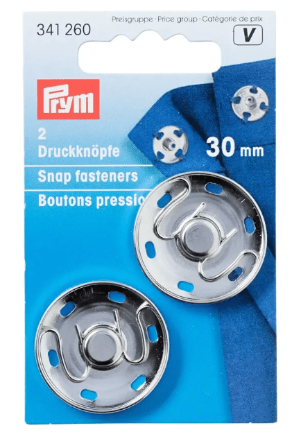 Snap fasteners, 30mm, silver - coloured - Galedi Pins