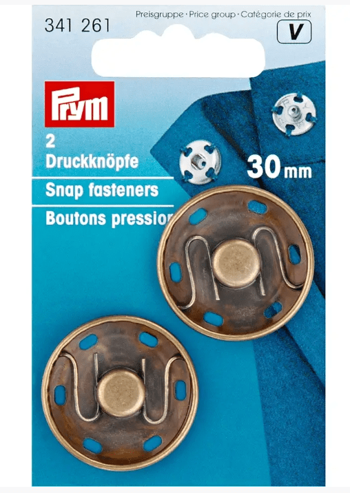 Snap fasteners, 30mm, antique brass - Galedi Pins