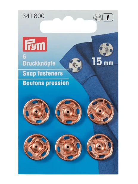 Sew - on snap fasteners, 15mm, Rose gold - Galedi Pins
