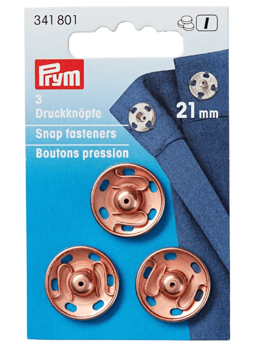 Sew - on snap fasteners, 21mm, Rose gold - Galedi Pins
