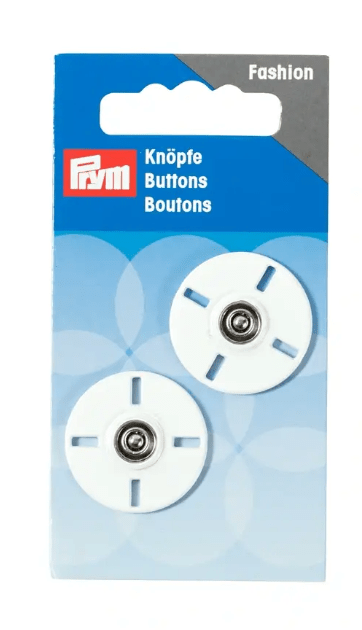Snap fasteners, 25mm, white - Galedi Pins