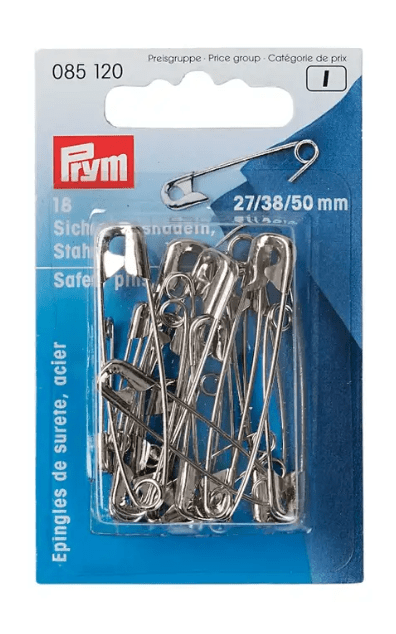 Safety pins, 27/38/50mm, assorted, silver - coloured, 18 items - Galedi Pins