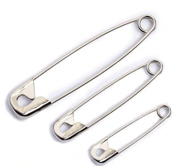 Safety pins, 27/38/50mm, assorted, silver - coloured, 18 items - Galedi Pins