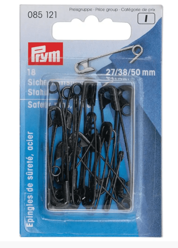 Safety pins, 27/38/50mm, assorted, black, 18 items - Galedi Pins