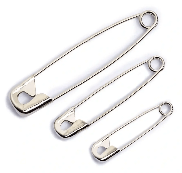 Safety pins, 27/38/50mm, assorted, silver - coloured, 24 items - Galedi Pins