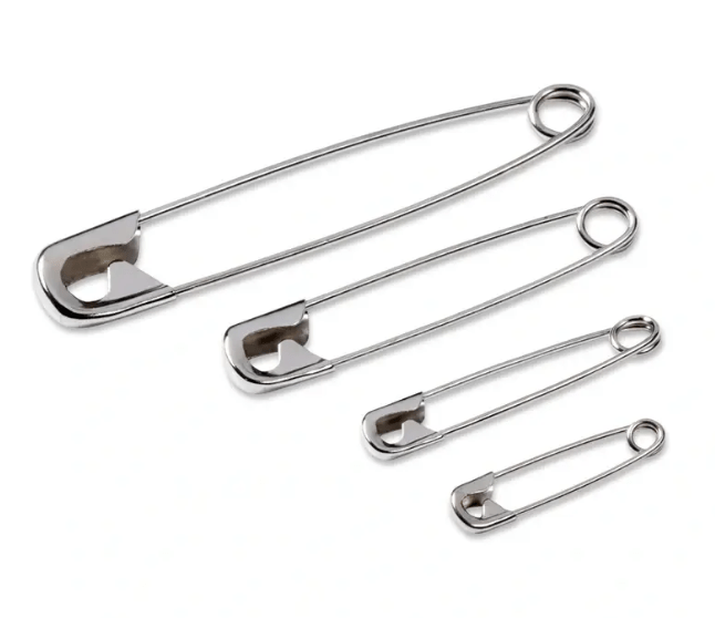 Safety pins, 27/38/50mm, assorted, silver - coloured, 12 items - Galedi Pins