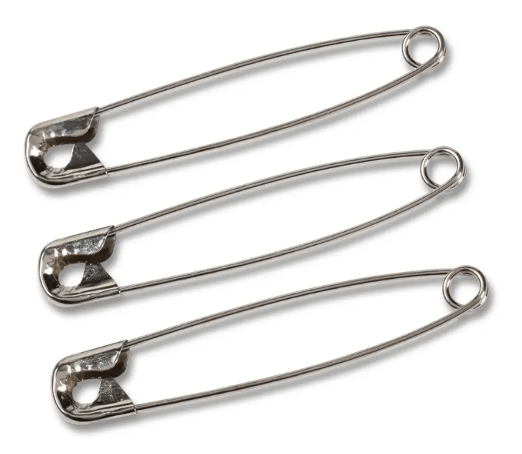 Safety pins, 57mm, silver - coloured, 12 items - Galedi Pins
