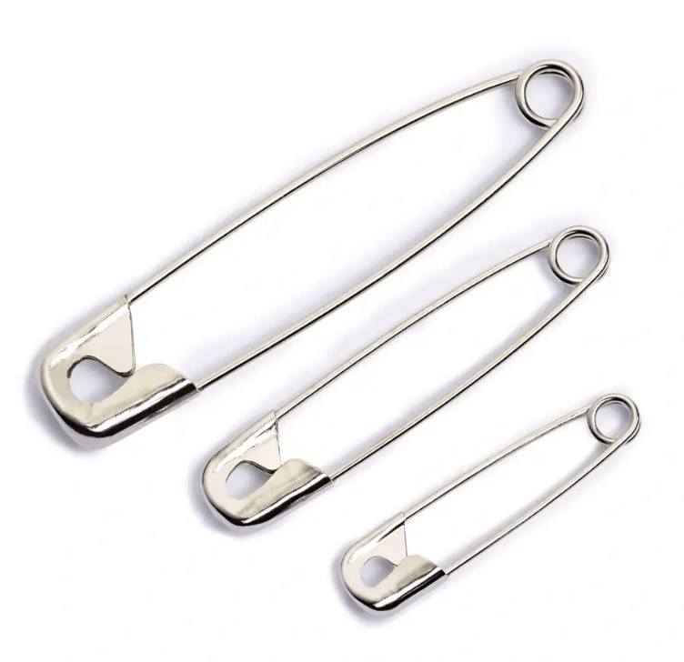 Safety pins, 50mm, silver - coloured, 50 items - Galedi Pins