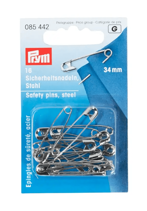 Safety pins, 34mm, silver - coloured, 16 items - Galedi Pins