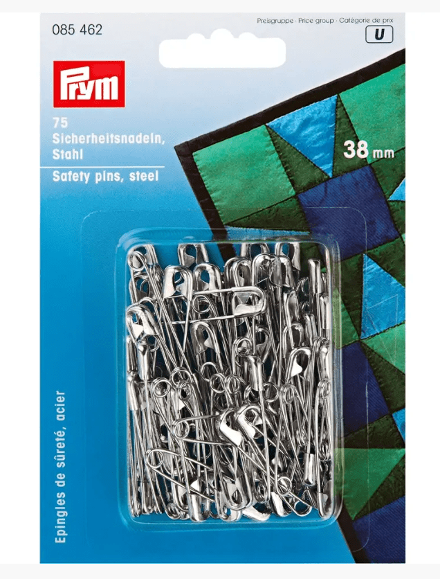 Safety pins, 38mm, silver - coloured, 75 items - Galedi Pins