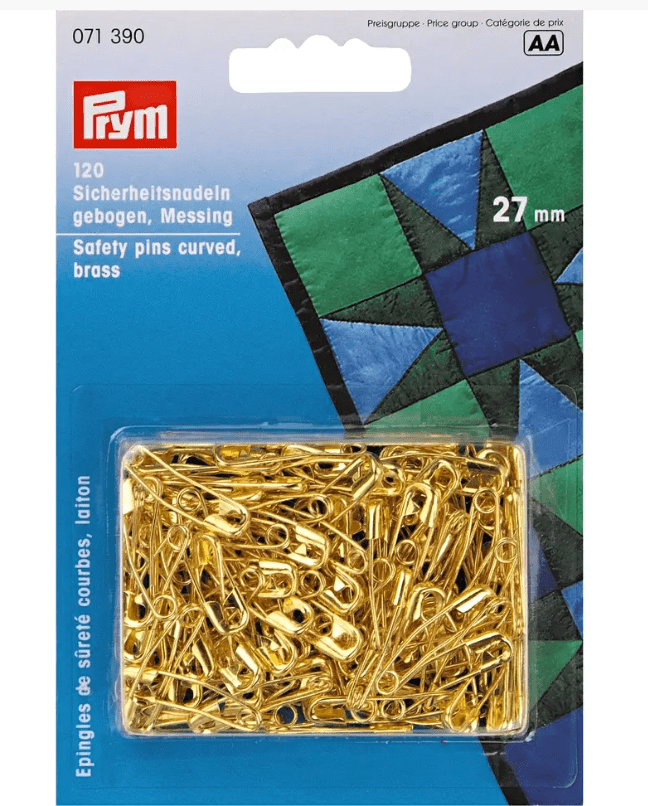 Safety pins curved, No. 1, 27mm, gold - coloured - Galedi Pins