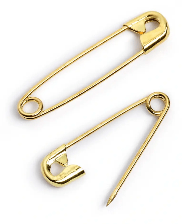 Safety pins, assorted, gold - coloured, 30 items - Galedi Pins