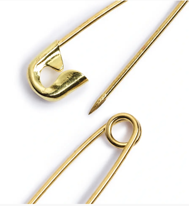 Safety pins, assorted, gold - coloured, 30 items - Galedi Pins