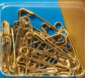 Safety pins, No. 3, 50mm, gold - coloured, 1000 items - Galedi Pins