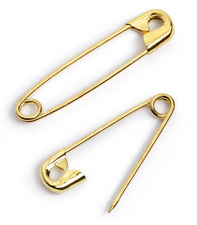 Safety pins, No. 3, 50mm, gold - coloured, 1000 items - Galedi Pins