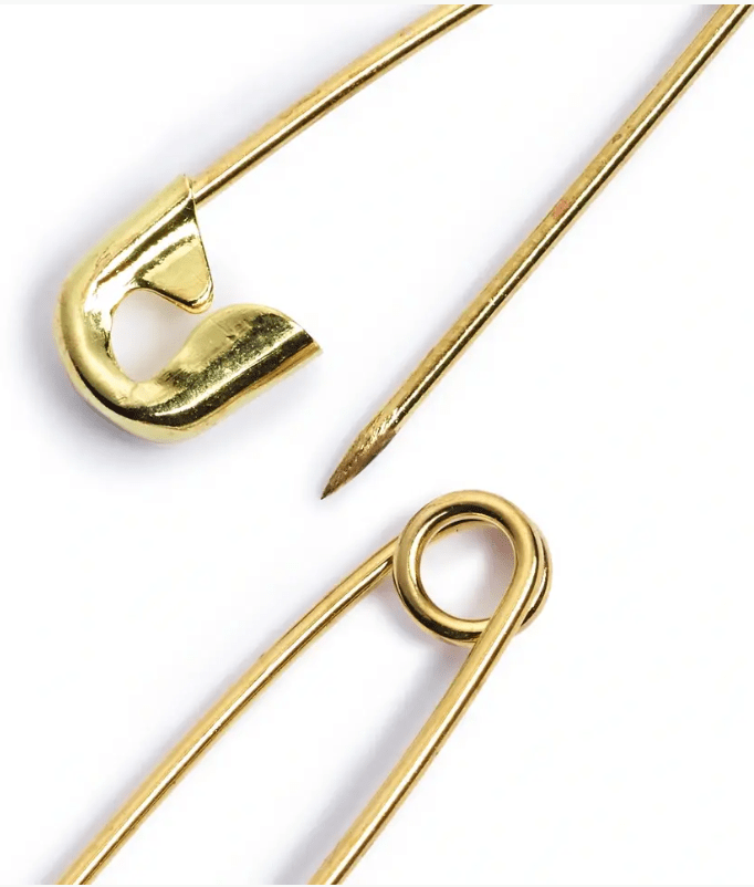 Safety pins, No. 3, 50mm, gold - coloured, 1000 items - Galedi Pins