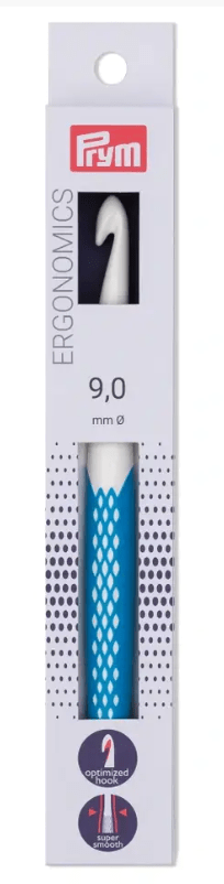 Wool crochet hook prym.ergonomics, 18cm 9.00mm - Galedi Pins