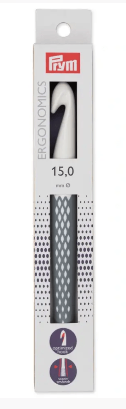 Wool crochet hook prym.ergonomics, 18.5cm 15.00mm - Galedi Pins