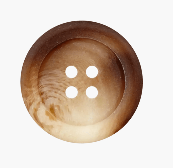 Polyester button 4 - holes, 15mm, light brown - Galedi Pins