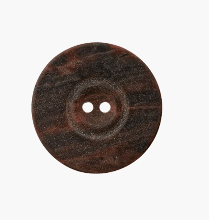 Polyester button 2 - holes imitation wood 34mm dark brown - Galedi Pins
