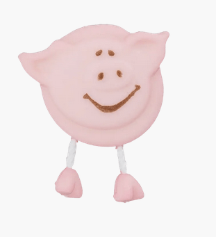 Polyester button Pig 18mm pink - Galedi Pins