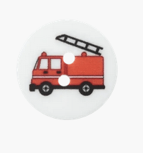 Polyester button2 - H. Fire Truck 18mm white - Galedi Pins