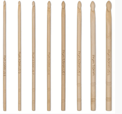 Crochet hooks set, bamboo, Prym 1530, 3.5 - 8.0 mm - Galedi Pins