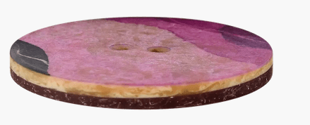 Polyester button 2 - holes, with pattern, 34mm - Galedi Pins