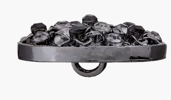 Metal/rhinestone button shank, Flower, 25mm - Galedi Pins