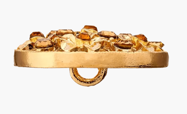 Metal/rhinestone button shank, Flower, 25mm - Galedi Pins