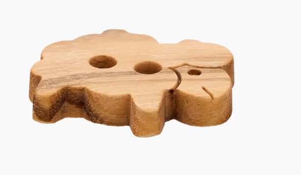 Wood button 2 - holes, Sheep, 15mm, beige - Galedi Pins