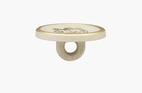 Polyester button shank, metallised, with emblem, 20mm - Galedi Pins