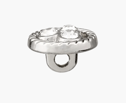 Metal/rhinestone button shank, 11mm - Galedi Pins