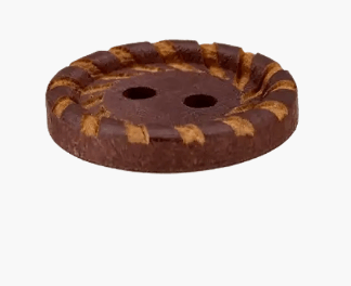 Wood button 2 - holes, Patterned edge, 28mm, dark brown - Galedi Pins