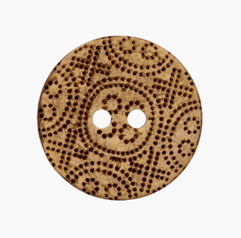 Coconut button 2 - holes, Ornament pattern, 34mm - Galedi Pins