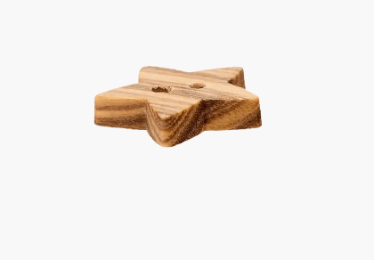 Wood button 2 - holes, Star, 12mm, beige - Galedi Pins