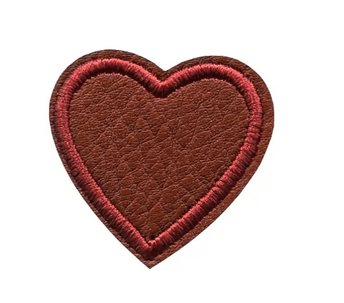 Appliqué Hearts, imitation leather, camel - Galedi Pins