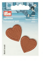 Appliqué Hearts, imitation leather, camel - Galedi Pins