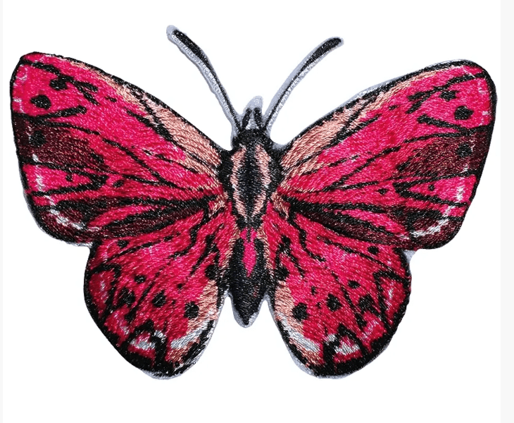 Appliqué Butterfly self - adhesive/to iron - on, pink patch - Galedi Pins