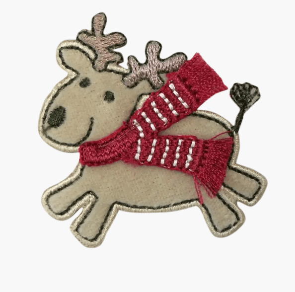 Appliqué Reindeer with scarf beige - Galedi Pins