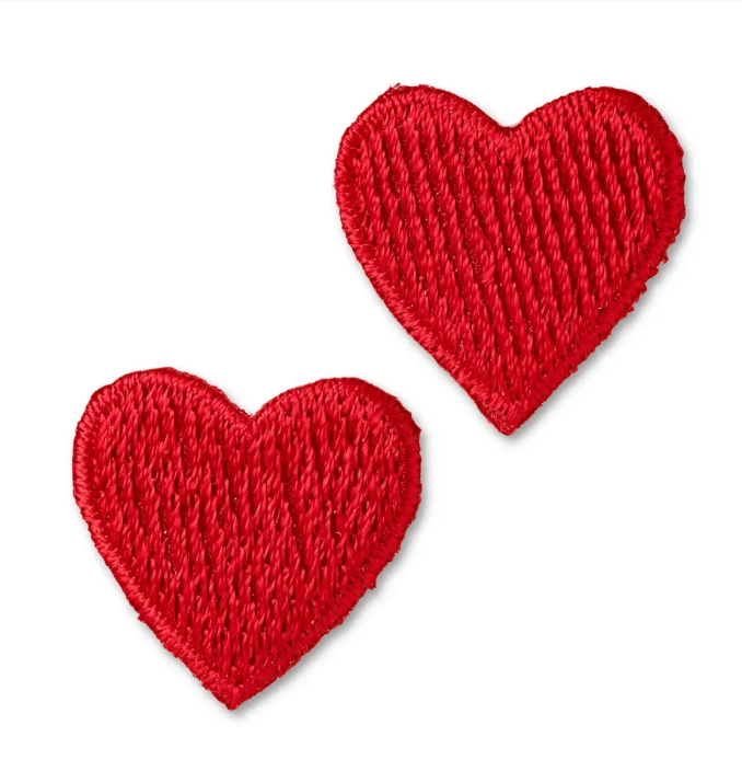 Applique hearts, red patches - Galedi Pins