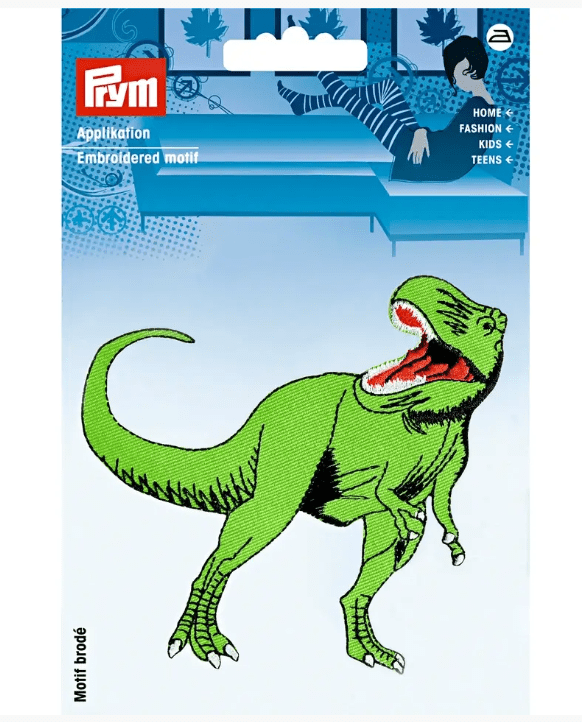 Applique dinosaur, T Rex, large, green Patch - Galedi Pins