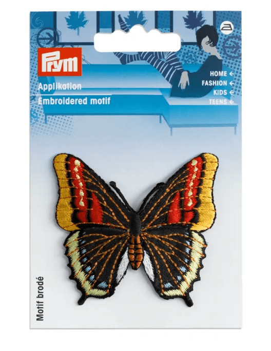 Appliqué Butterfly, black/ multicoloured Patch - Galedi Pins