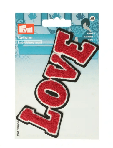 Appliqué LOVE, red/black/white - Galedi Pins