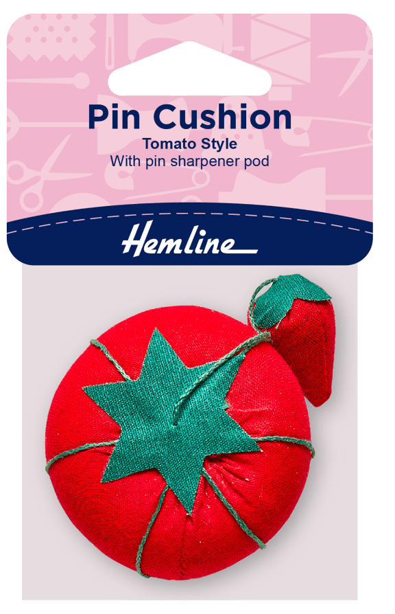 Hemline, Pincushion, Tomato Style with Pin Sharpener - Galedi Pins