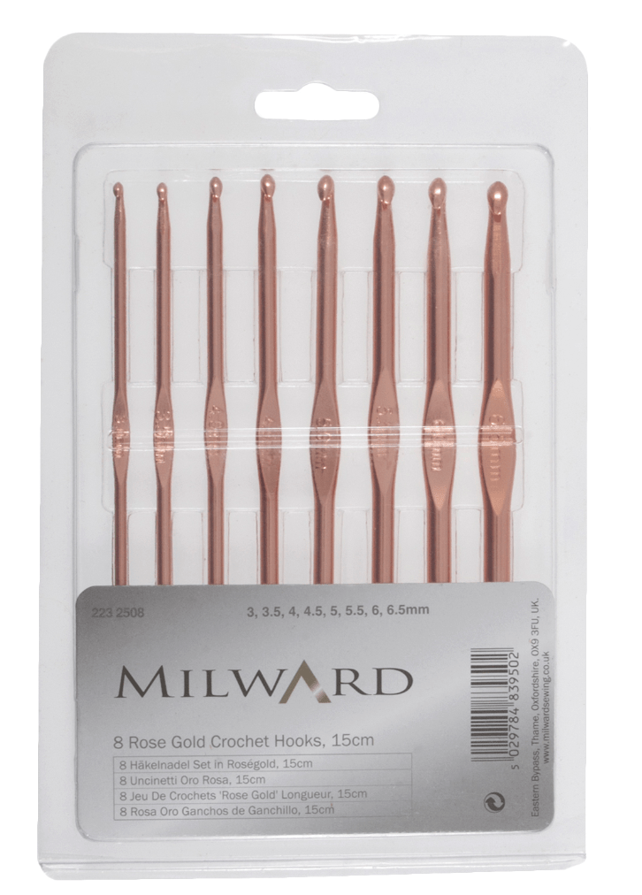 Crochet Hook Set: Rose Gold: 15cm x 3.00 - 6.50mm: Pack of 8 - Galedi Pins