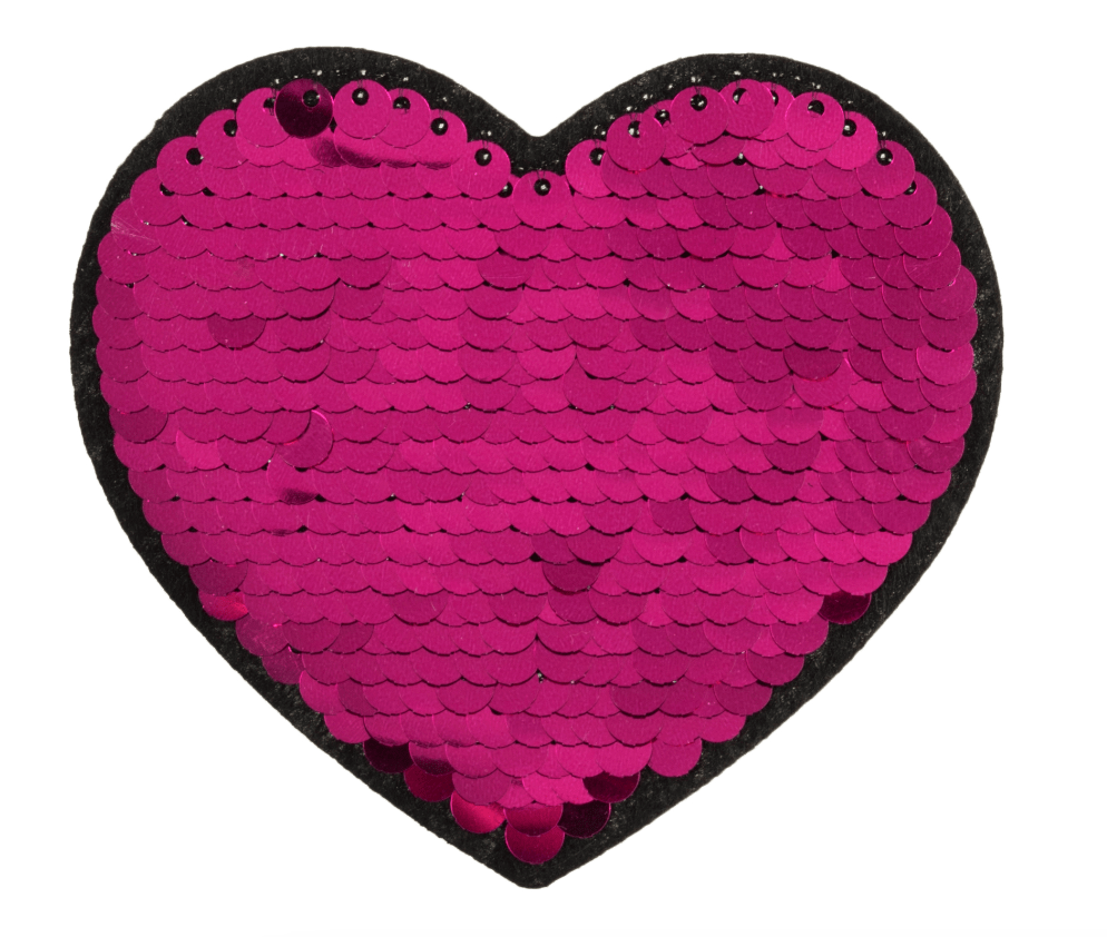 Motif C: Pink Heart: Flip Sequin Patch - Galedi Pins