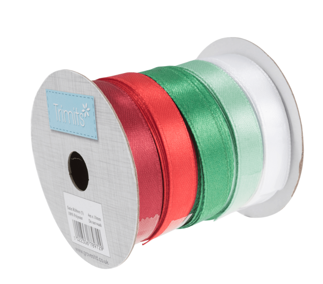 Ribbon: Bundle: Christmas Satin: 4m x 10mm: Xmas - Galedi Pins